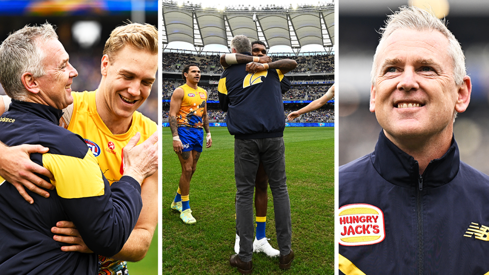 West Coast Eagles fans have delivered Adam Simpson (pictured) a beautiful sendoff following his departure as head coach after 11 years. (Getty Images)