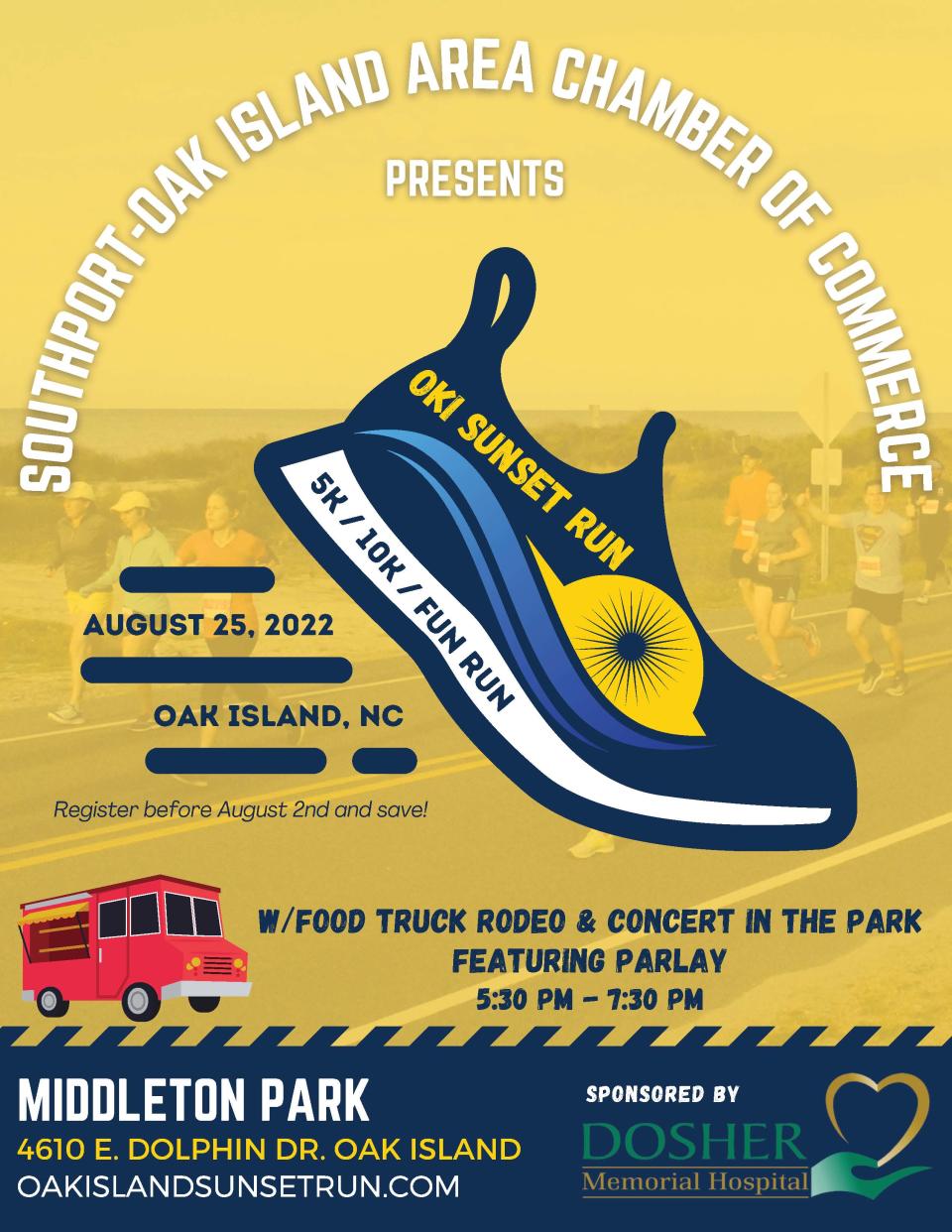 Oak Island Sunset Run/Walk will be held Aug. 25 at Middleton Park, Oak Island.
