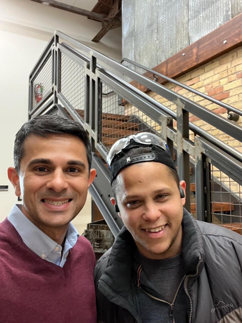 Wisconsin Aluminum Foundry CEO Sachin Shivaram, left, with Felix Rodriguez.