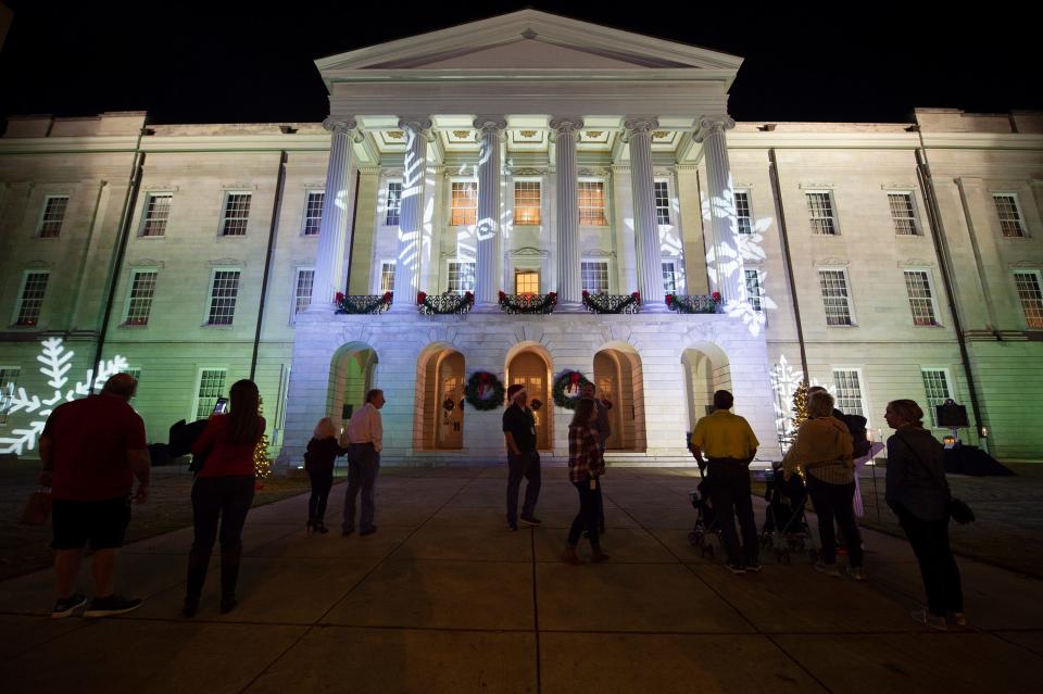 Holiday lights are on display at the Old Capitol Museum during the Capital City Lights event in downtown Jackson last winter.