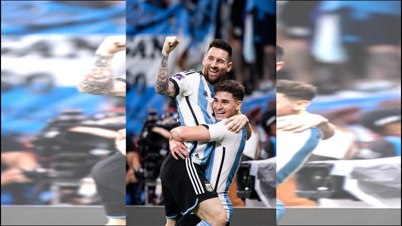 阿根廷隊的梅西和阿爾瓦雷斯各進一球，幫助他們的球隊擊敗澳大利亞隊進入八強。  （圖片/國際足聯推特摘要）