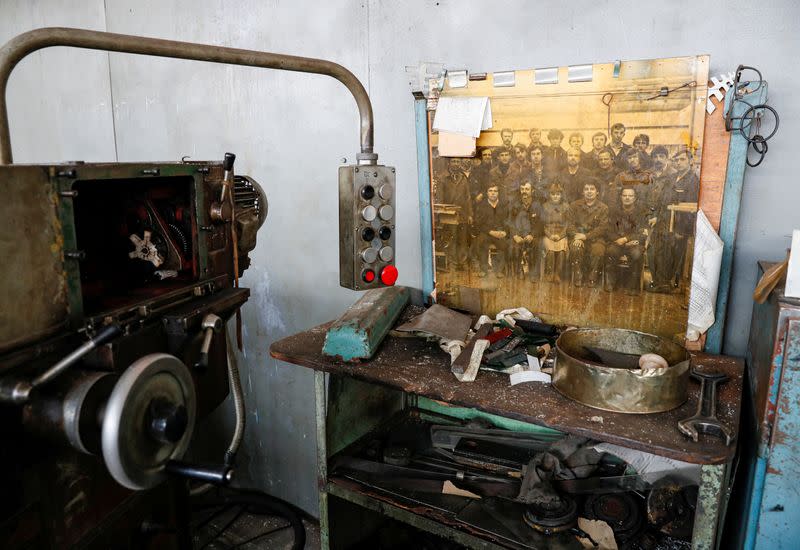 A view shows old equipment at the disused Burevisnyk state-run military plant in Kiev