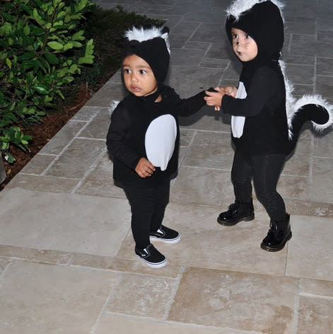 North and P were a couple of little stinkers on Halloween. Photo: Instagram