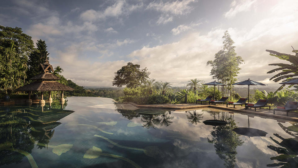 Infinity pool at Anantara Golden Triangle Elephant Camp & Resort