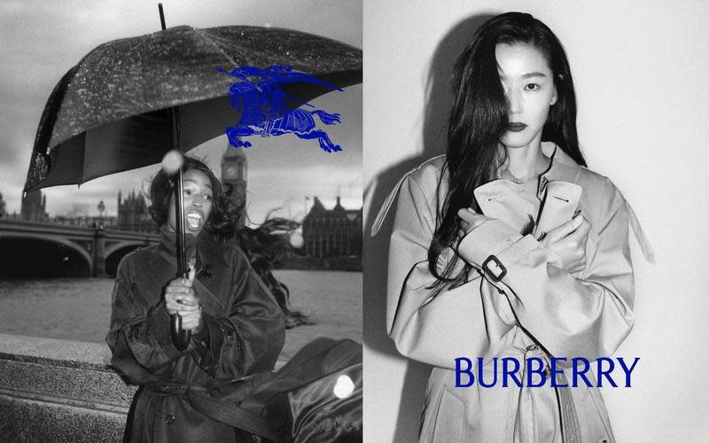 Burberry公布由全智賢（右圖）、新銳音樂藝術家 John Glacier（左）主演的形象大片。（Burberry提供）