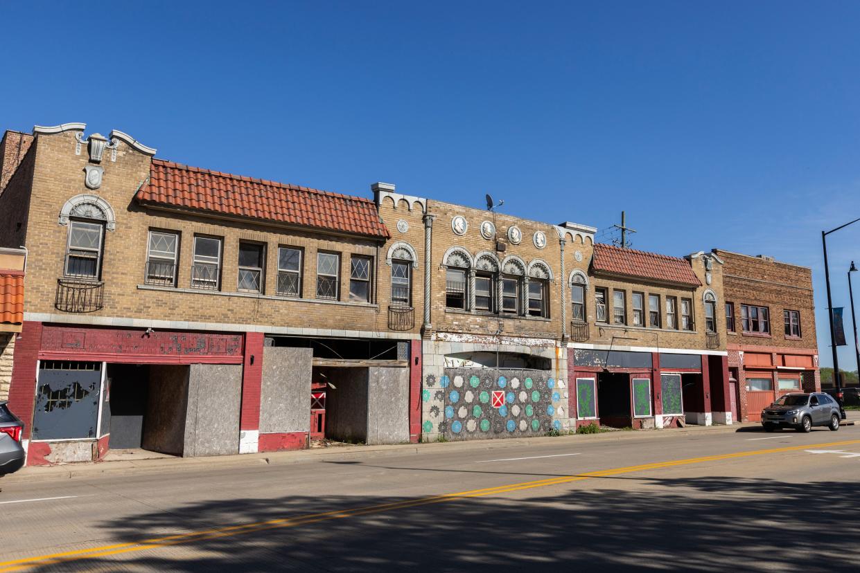 The old Capitol Theatre, located on South Main Street, remains boarded up on Tuesday, April 30, 2024, in downtown Rockford.