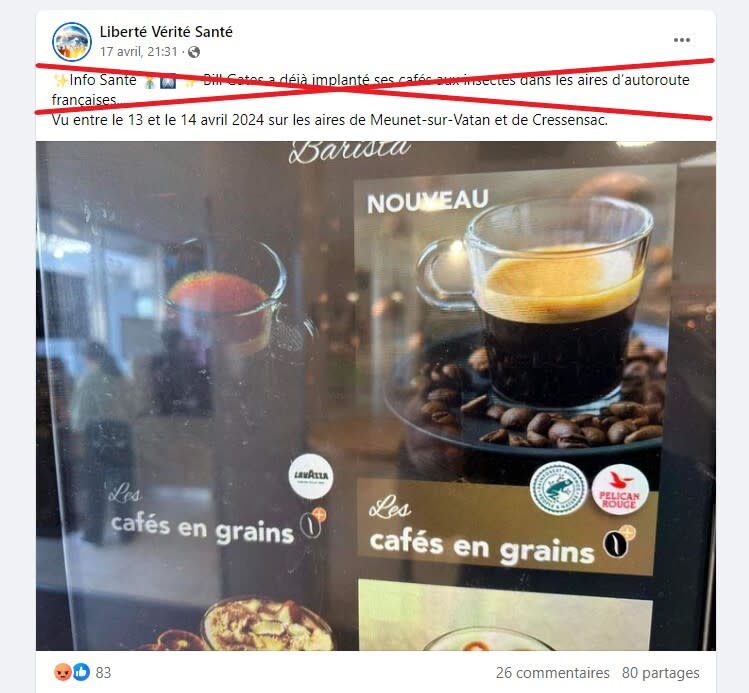 <span>Capture d'écran réalisée sur Facebook le 24 avril 2024. </span>
