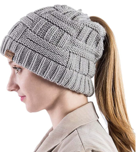 Alepo Women's High Messy Bun Beanie Hat with Ponytail Hole