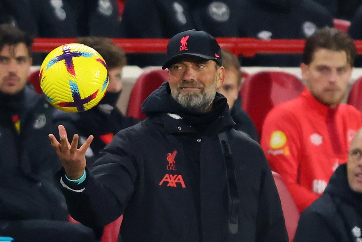 Liverpool manager Jurgen Klopp during their 1-3 Premier League defeat by Brentford.