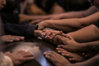 <p>Friends and relatives say their last goodbyes during the funeral mass of slain journalist Javier Valdez, in Culiacan Mexico, Tuesday, May 16 2017. (AP Photo/Rashide Frias) </p>