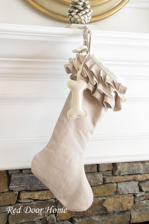 Ruffled Dog Christmas Stocking