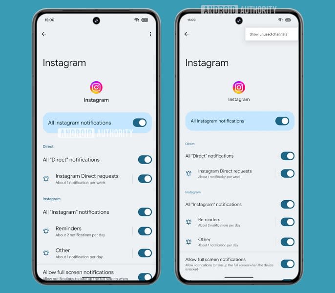 A flag in Android 15's first beta shows Google's support to hide all unused app notification channels to clear Settings clutter.