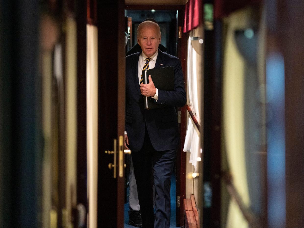 President Biden took a nearly 10-hour train ride from Poland into Kyiv.