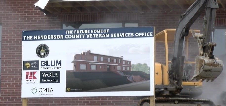 Construction on the new Veterans Service Building, which was the old Hedrick-Rhodes VFW Post 5206 building, is expected to be completed in July.