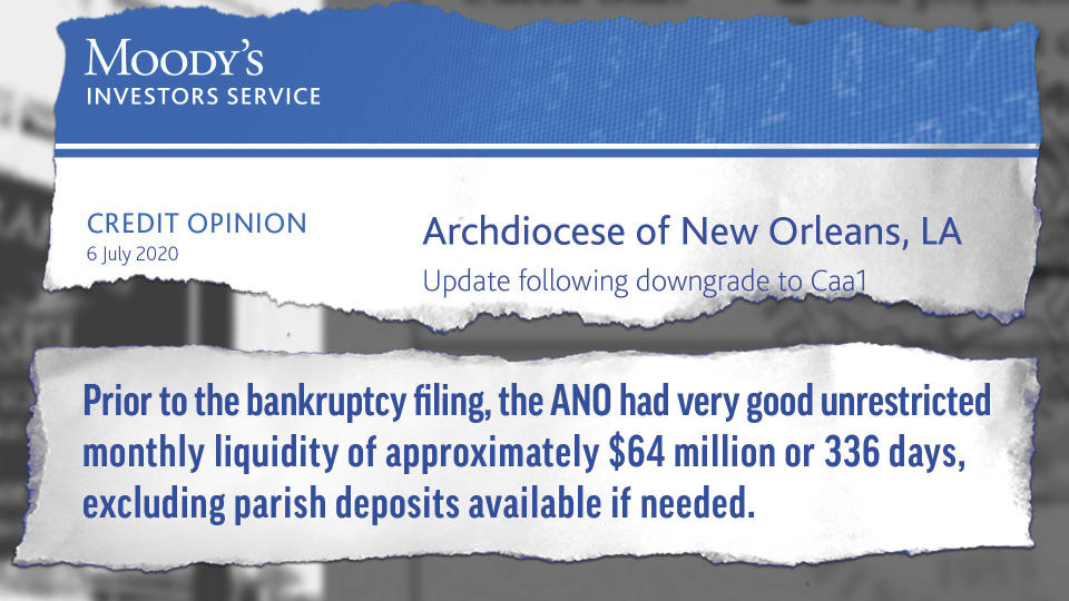 Graphic shows excerpt from Moody’s Investors Service analysis of the Archdiocese of New Orleans. AP Illustration/Peter Hamlin