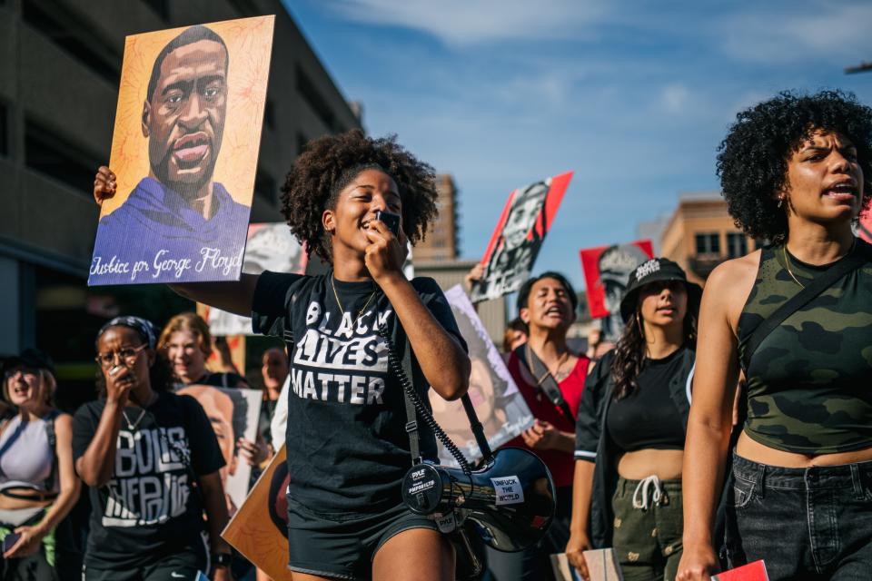 People gathered in downtown Minneapolis to celebrate the sentencing of former Minneapolis police officer Derek Chauvin, while also calling for continual police reform.