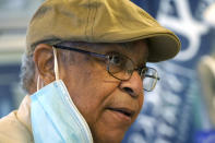 James "Lap" Baker, a 1970 Jackson State College graduate, speaks on May 13, 2021, in Jackson, Miss., about the May 15, 1970, incident where white local police and Mississippi Highway Patrol troopers marched onto campus of the historically Black school and opened fire on students, claiming they had seen a sniper. Baker is among about 70 graduates being honored as the school, now called Jackson State University, is holding a graduation ceremony 51 years after it canceled the 1970 commencement after the violence. (AP Photo/Rogelio V. Solis)