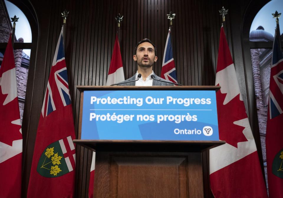 <span class="caption">Ontario Minister of Education Stephen Lecce makes an announcement in January.</span> <span class="attribution"><span class="source">THE CANADIAN PRESS/Nathan Denette</span></span>