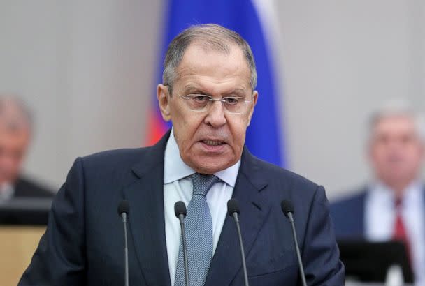 PHOTO: Russian Foreign Minister Sergei Lavrov attends a session of the Russian State Duma, the lower house of parliament, to approve laws on annexing regions in Ukraine, in Moscow, Russia, on Oct. 3, 2022. (Russian State Duma/via Reuters)