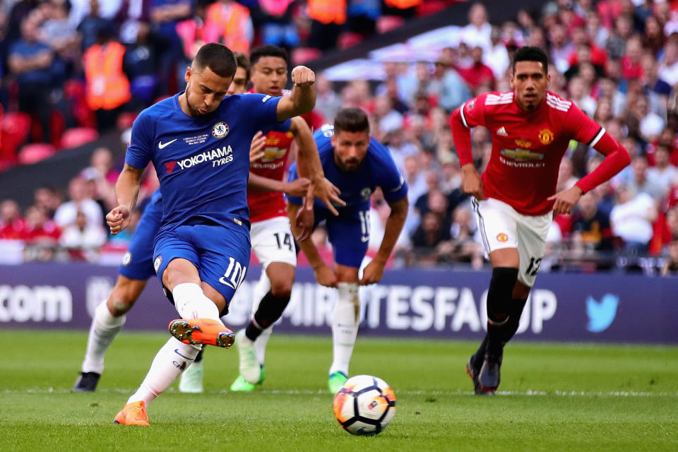 <p>There was to be no FA Cup salvation as Chelsea beat United at Wembley in the 2018 final (Getty) </p>
