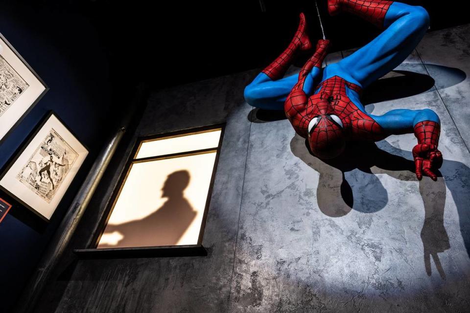 The Spiderman area of the “Marvel: Universe of Super Heroes” exhibit at Discovery Place in Charlotte, N.C.