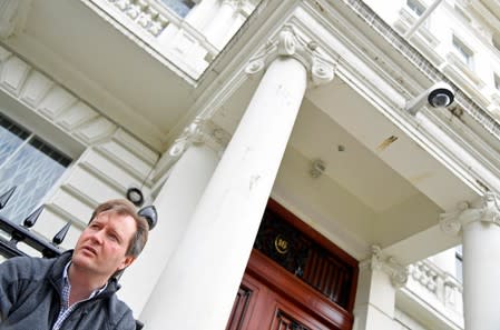 Ratcliffe, the husband of jailed British-Iranian aid worker Nazanin Zaghari-Ratcliffe stages a vigil and goes on hunger strike outside of the Iranian embassy in London