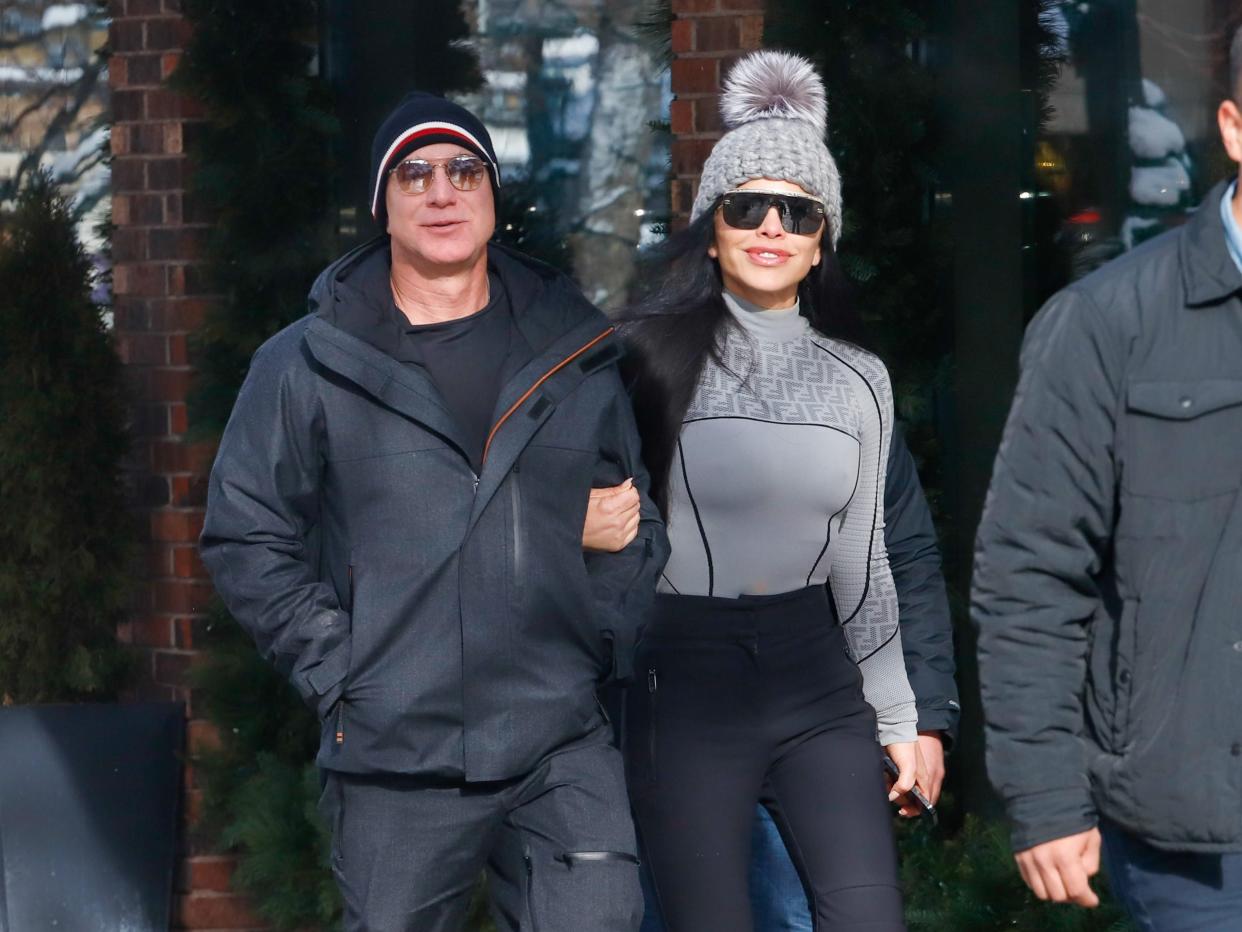 Jeff Bezos and Lauren Sanchez in Aspen, Colorado, last holiday season.