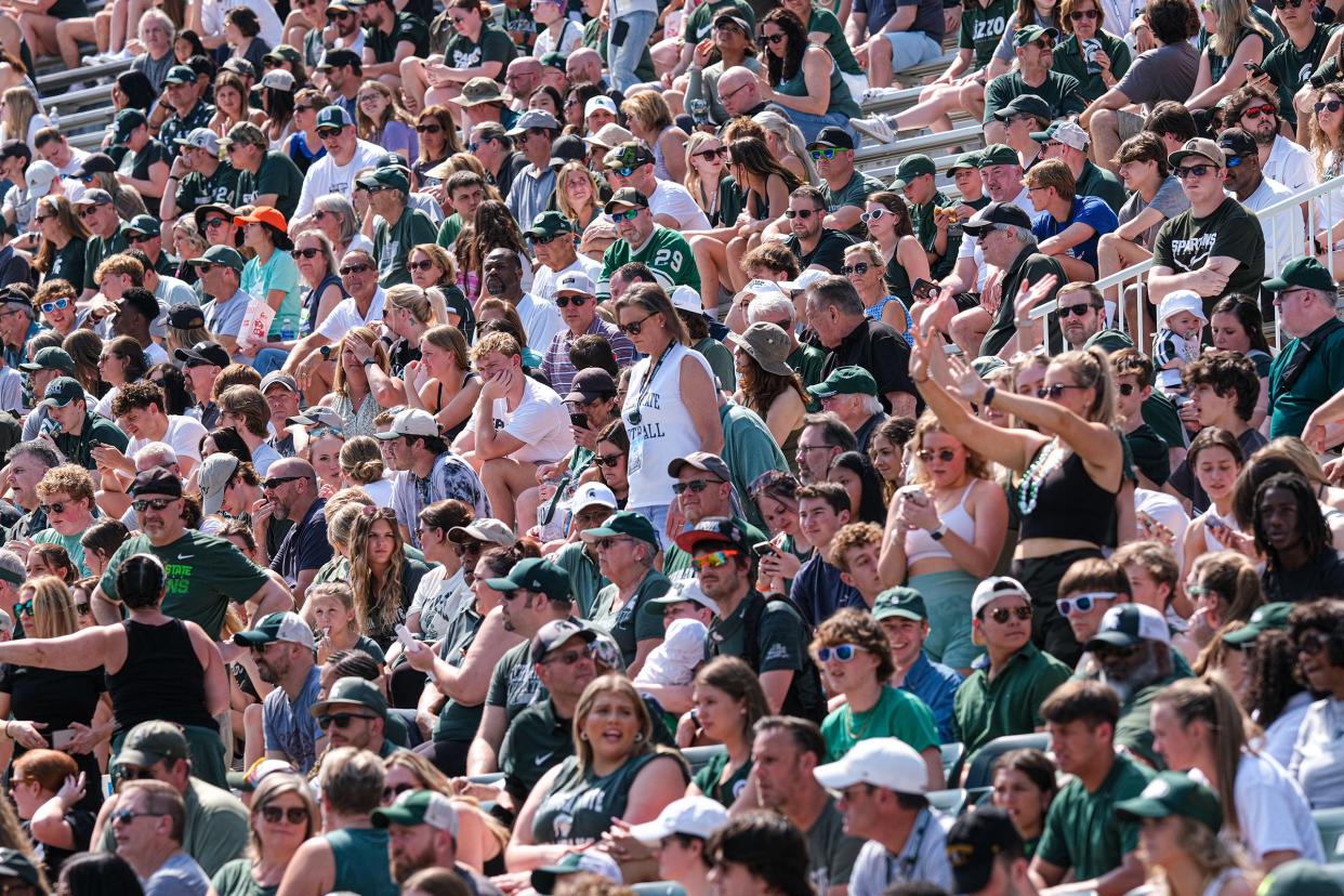 It was sunny and warm for the fans at the Spring Game at Spartan Stadium Saturday, April 15, 2023.