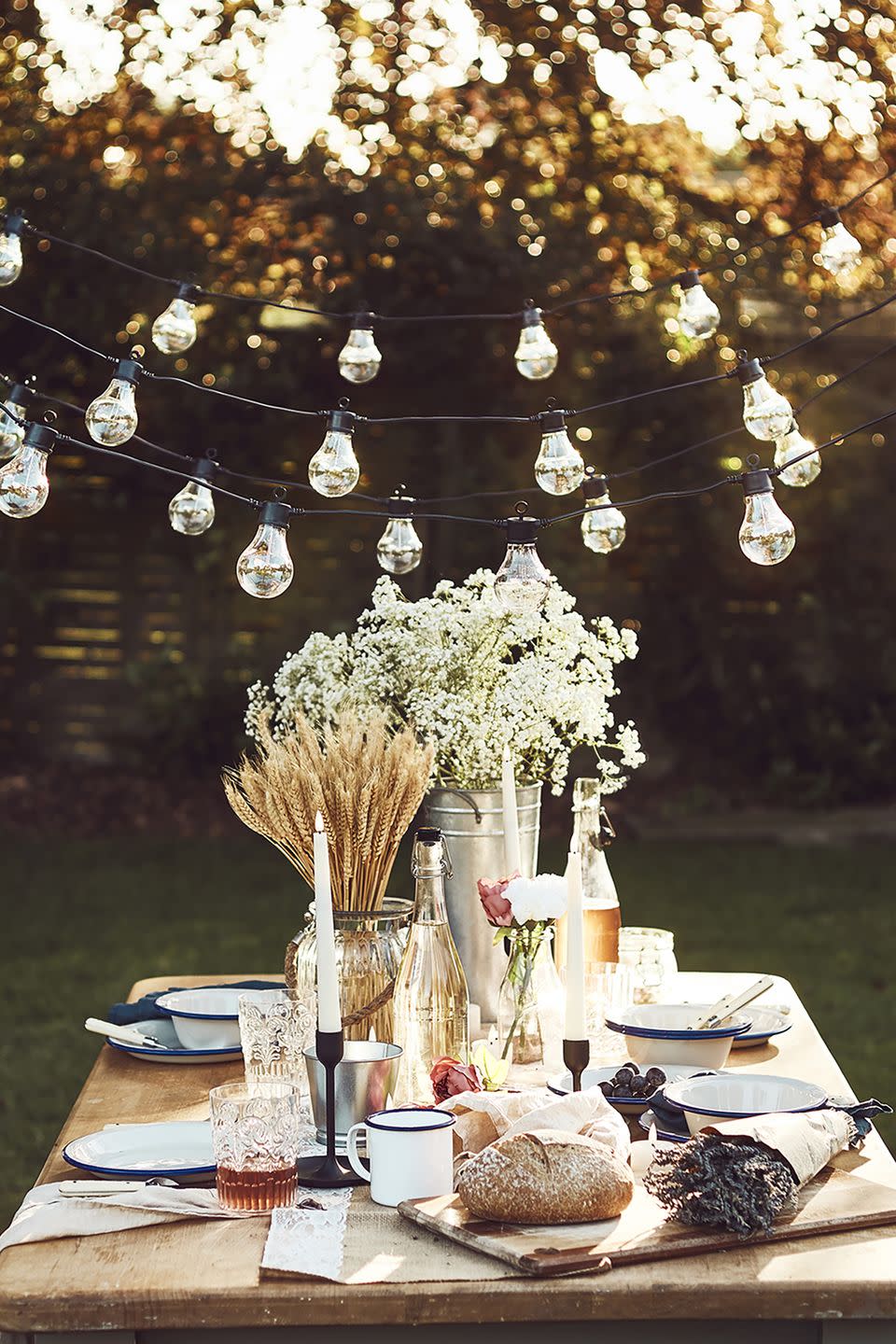 <p>Hosting a group of six? To create a truly Insta-ready space, consider sprucing up your humble outdoor table with matching napkins, bouquets of fresh blooms, candles, gorgeous dinnerware sets, and plenty of festoon lights, too. </p><p><a href="https://go.redirectingat.com?id=127X1599956&url=https%3A%2F%2Fwww.lights4fun.co.uk%2F&sref=https%3A%2F%2Fwww.housebeautiful.com%2Fuk%2Fgarden%2Fg36276312%2Finstagrammable-garden%2F" rel="nofollow noopener" target="_blank" data-ylk="slk:Shop the full look at Lights4Fun;elm:context_link;itc:0;sec:content-canvas" class="link ">Shop the full look at Lights4Fun</a></p>
