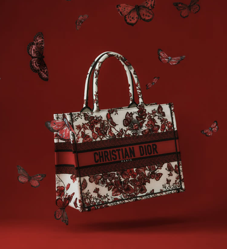 dior valentines day 2024, tote, butterflies, flowers, Le Cœur des Papillons motif by Pietro Ruffo