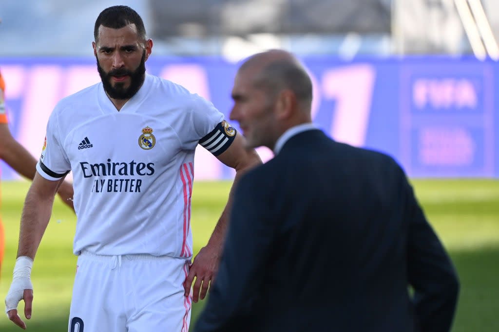 Karim Benzema and Zinedine Zidane at Real Madrid (AFP via Getty Images)