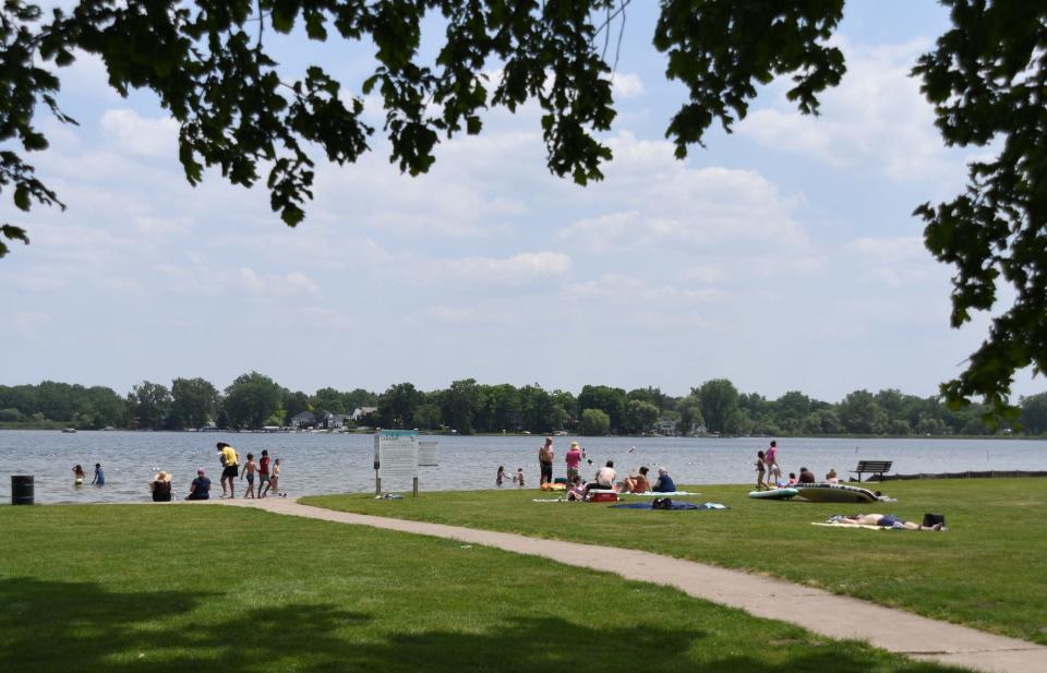 The beach at Lake Lansing Park South, seen Friday, June 2, 2023, as temperatures in the Lansing area reached 91 degrees Farenheit.