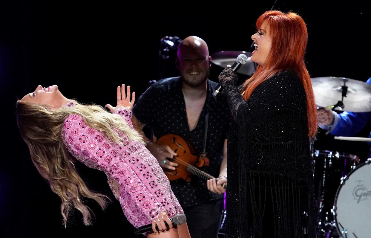 Carly Pearce and Wynonna Judd perform together during CMA Fest at Nissan Stadium Friday, June 10, 2022 in Nashville, Tennessee.