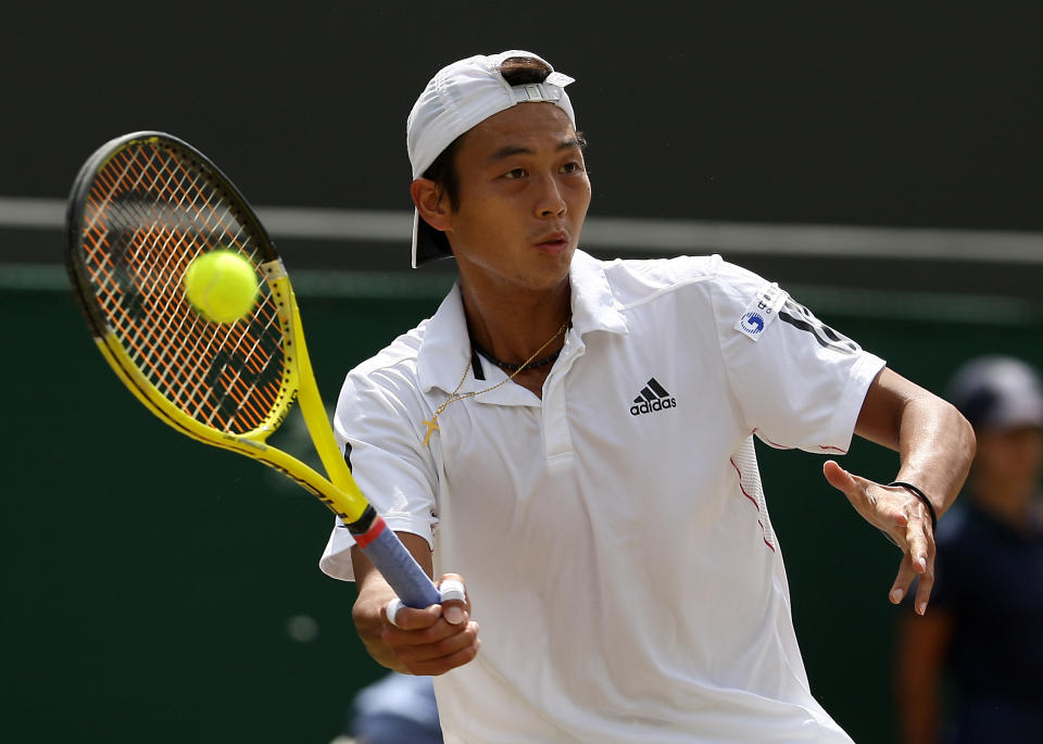 Taiwan's Yen-Hsun Lu in action against Serbia's Novak Djokovic   (Photo by John Walton - PA Images via Getty Images)