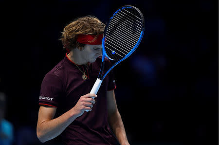 Tennis - ATP World Tour Finals - The O2 Arena, London, Britain - November 14, 2017 Germany's Alexander Zverev reacts during his group stage match against Switzerland's Roger Federer Action Images via Reuters/Tony O'Brien
