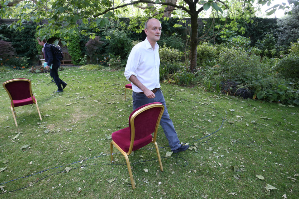 Dominic Cummings, senior aide to Prime Minister Boris Johnson, leaves after making a statement inside 10 Downing Street, London, following calls for him to be sacked over allegations he breached coronavirus lockdown restrictions.