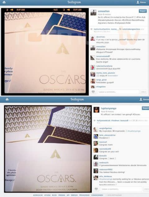 Not invited: Anna Allen used a picture from Lupita Nyong'o to pretend she had been invited to the Oscars. Photo: Instagram/Formula TV