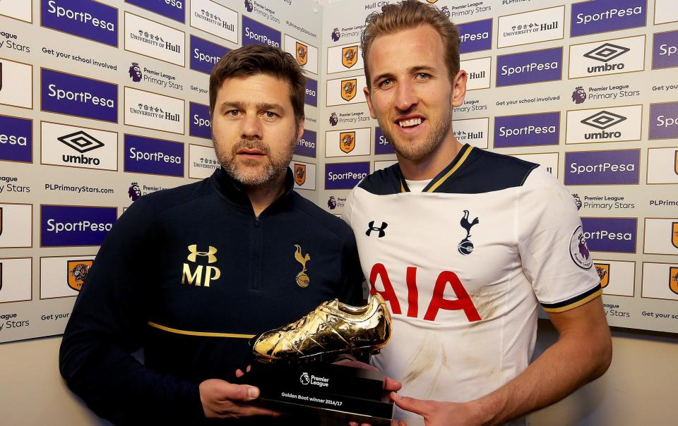 Mauricio Pochettino and Harry Kane - Mauricio Pochettino makes Wembley visit as speculation rages over Gareth Southgate successor - GETTY IMAGES