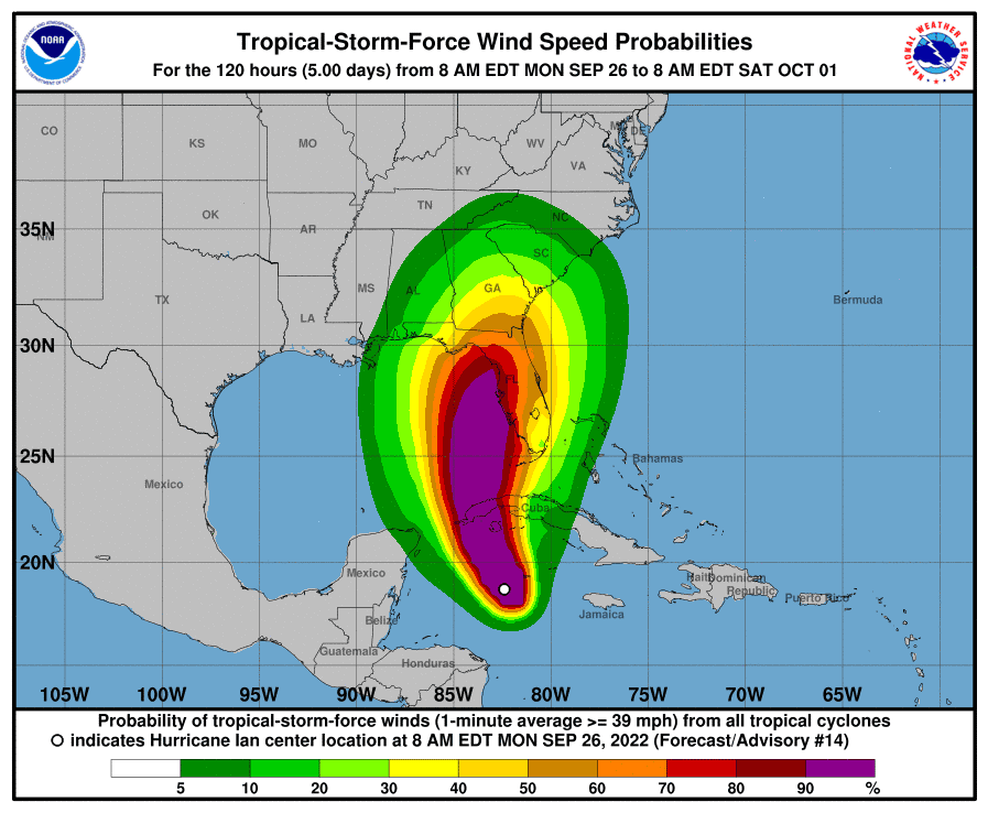 Hurricane Ian 11 a.m. Sept. 26, 2022.