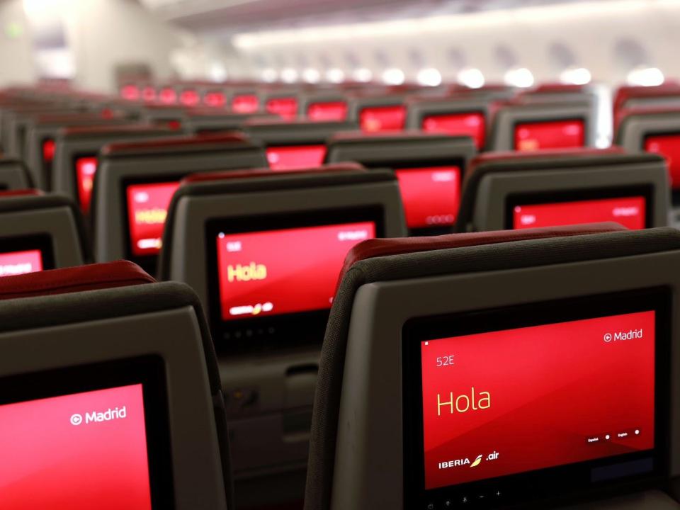 Inside Iberia's new A350-900 cabin.