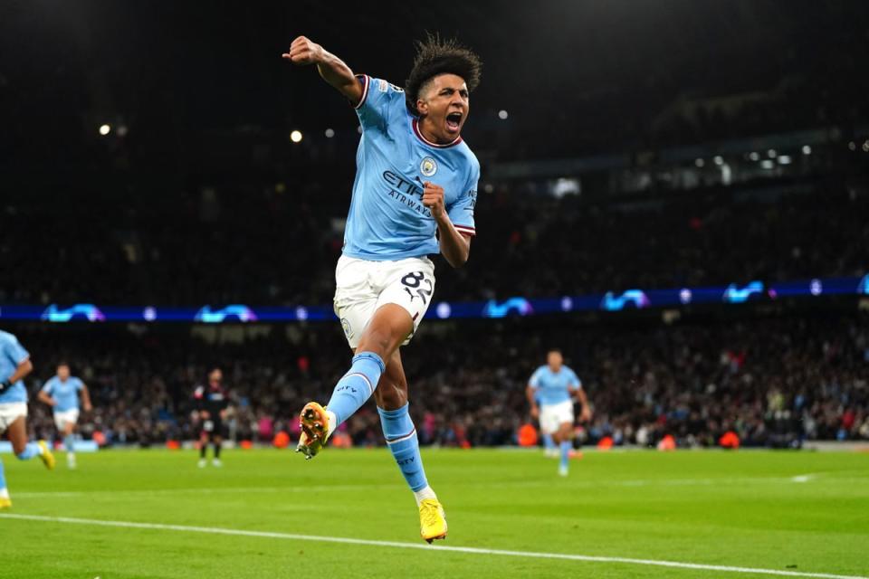 Rico Lewis made history for Manchester City (Nick Potts/PA) (PA Wire)