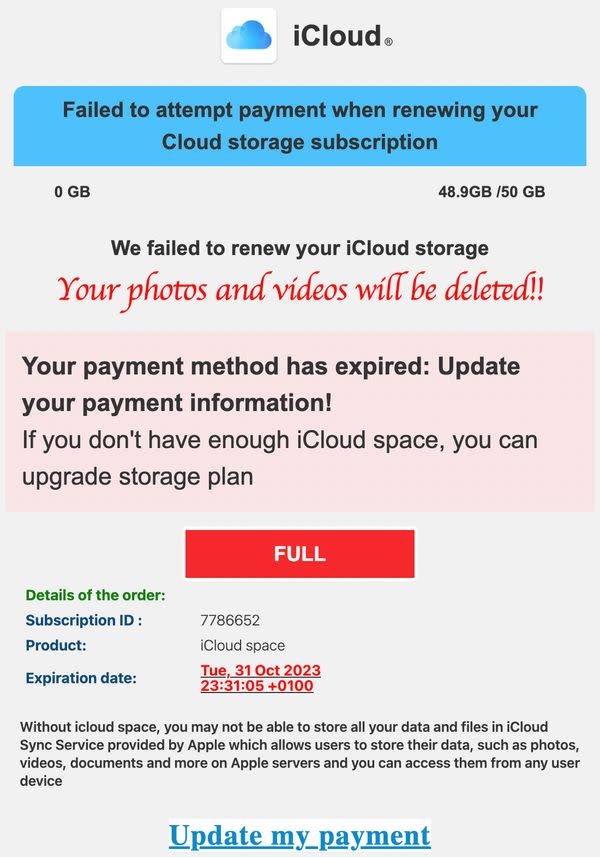 PSA: New Round of “iCloud Support Scam Emails Are Making the Rounds