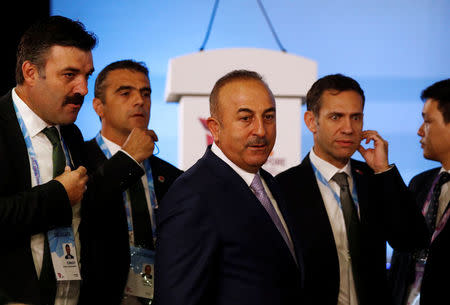 Turkish Foreign Minister Mevlut Cavusoglu arrives for the ASEAN Foreign Ministers' Meeting opening ceremony in Singapore August 2, 2018. REUTERS/Edgar Su