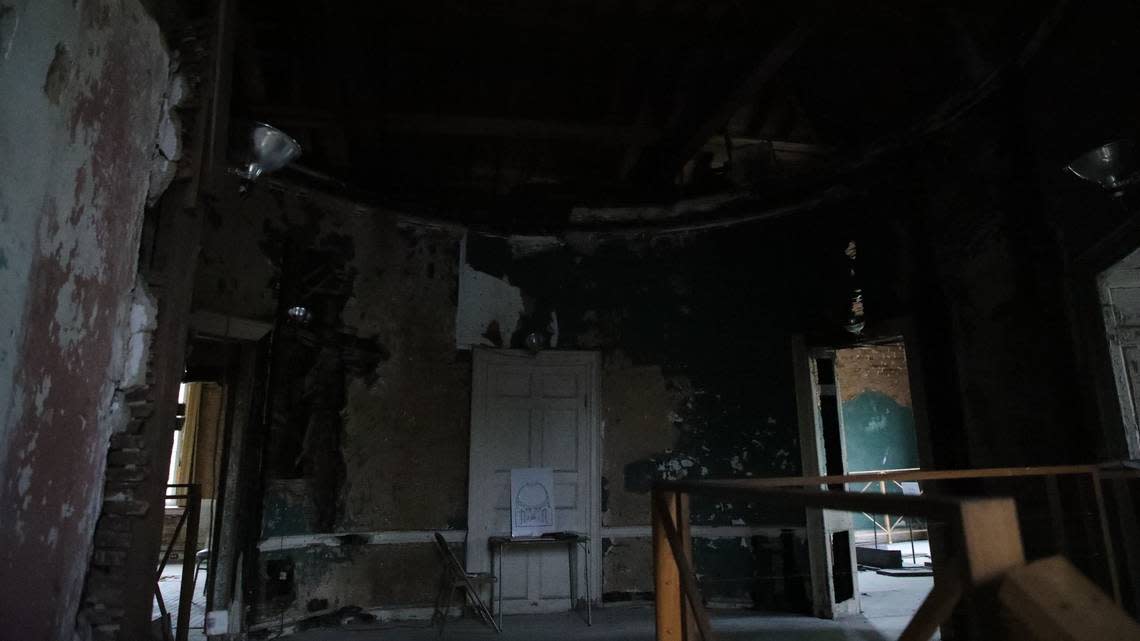 Entrance into the second floor rotunda room of the historic Pope Villa.