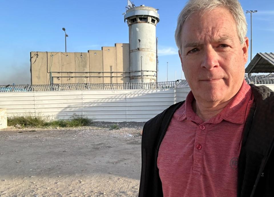 Mark Patinkin by one of the border crossings between Israel and the West Bank.