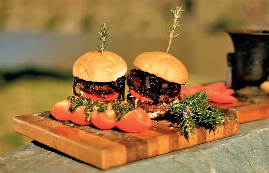 Ostrich burgers are a tasty alternative to beef burgers.