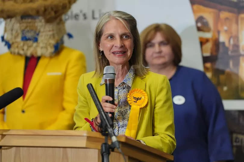 Liberal Democrat candidate Wera Hobhouse gives a speech after winning in the Bath constituency in the 2024 General Election, at the Sports Training Village, University of Bath, in Somerset, . Picture date: Friday July 5, 2024. PA Photo. See PA story POLITICS Election. Photo credit should read: Jonathan Brady/PA Wire