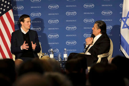 White House senior adviser Jared Kushner, speaks with Haim Saban, about the Trump administration's approach to the Middle East region at the Saban Forum in Washington, U.S., December 3, 2017. REUTERS/James Lawler Duggan