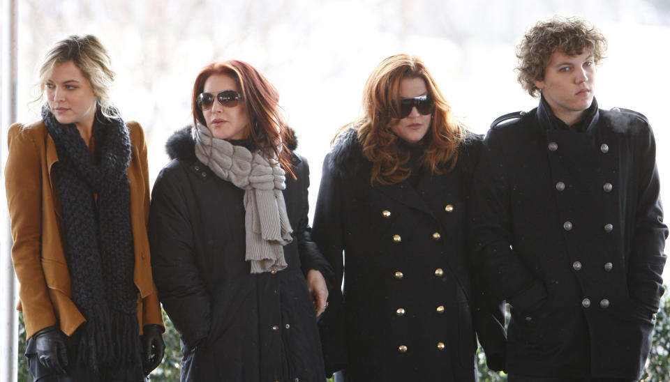 Priscilla Presley,Lisa Marie Presley,Benjamin Keough,Riley Keough (Mark Humphrey / AP)