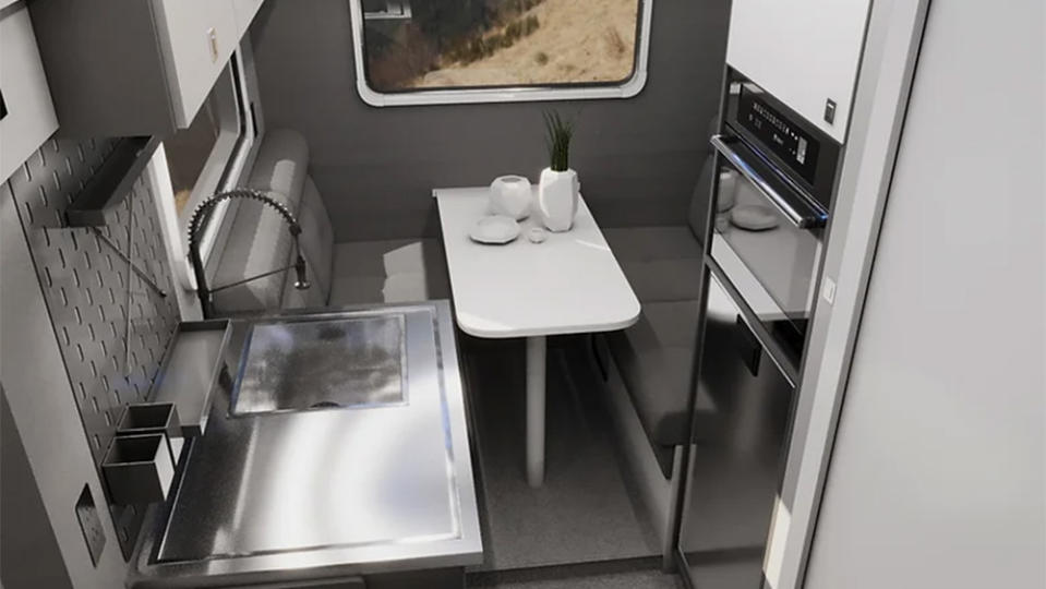 The 27North RexRover kitchen and entertainment area